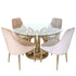Zara 4 Seater Round Dining Table Gold - Clear Glass